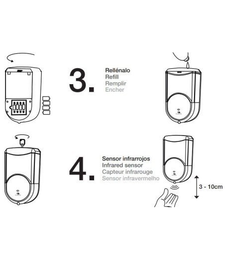 Dispensador gel de pared con repisa automático 01746074