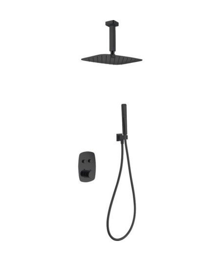 Ducha termostática empotrada techo - Feroe negro mate IMEX