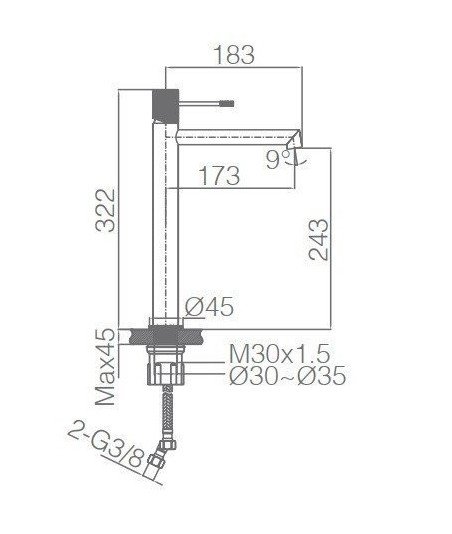 Grifo caño alto de lavabo line IMEX oro cepillado - BDD038-3OC