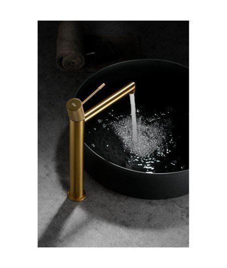 Grifo caño alto de lavabo line IMEX oro cepillado - BDD038-3OC