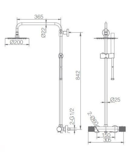Columna de bañera line cromo imex - BTD038-B