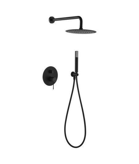 Ducha negro mate empotrada pared line IMEX - GPD038/NG