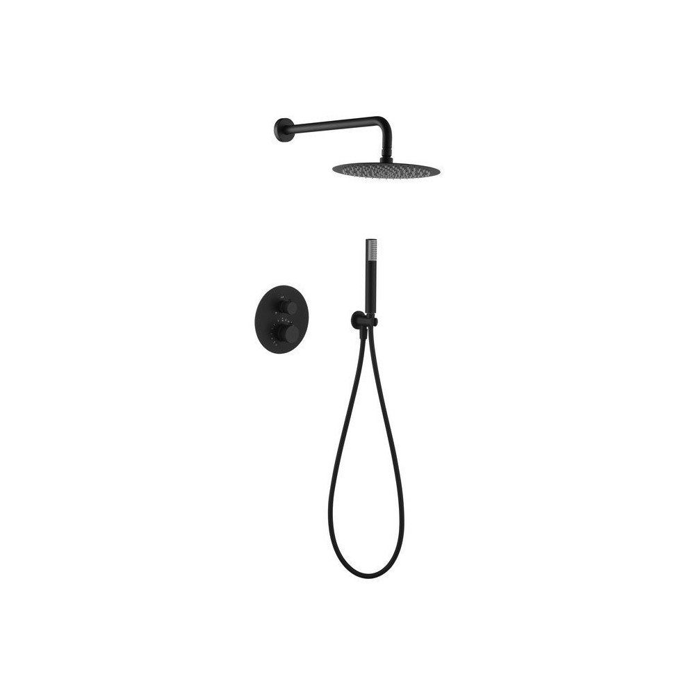 Ducha termostática negra empotrada pared line IMEX - GTD038/NG