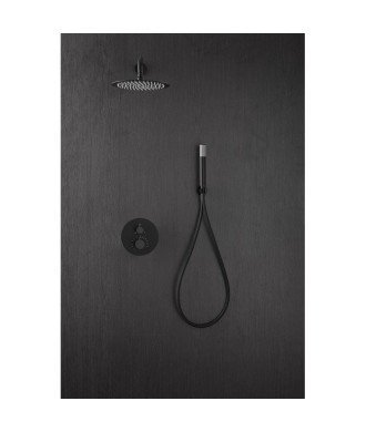 Ducha termostática negra empotrada pared line IMEX - GTD038/NG