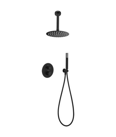 Ducha negro mate termostática empotrada techo line IMEX - GTD038/NG