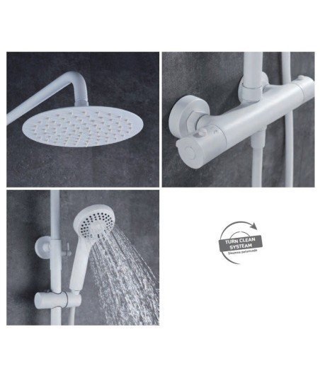 Columna blanco mate termostática de ducha Kent IMEX BTK017/BL