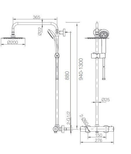 Columna blanco mate termostática de ducha Kent IMEX BTK017/BL