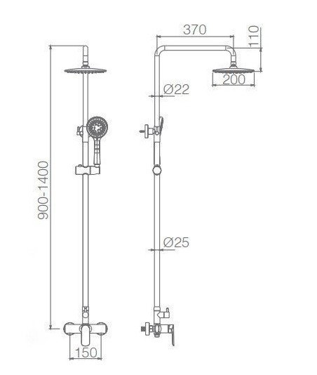 Columna de ducha plata Ural IMEX - BDG040