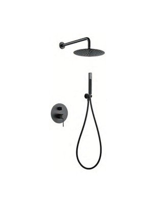 Ducha black gun metal empotrada pared line imex
