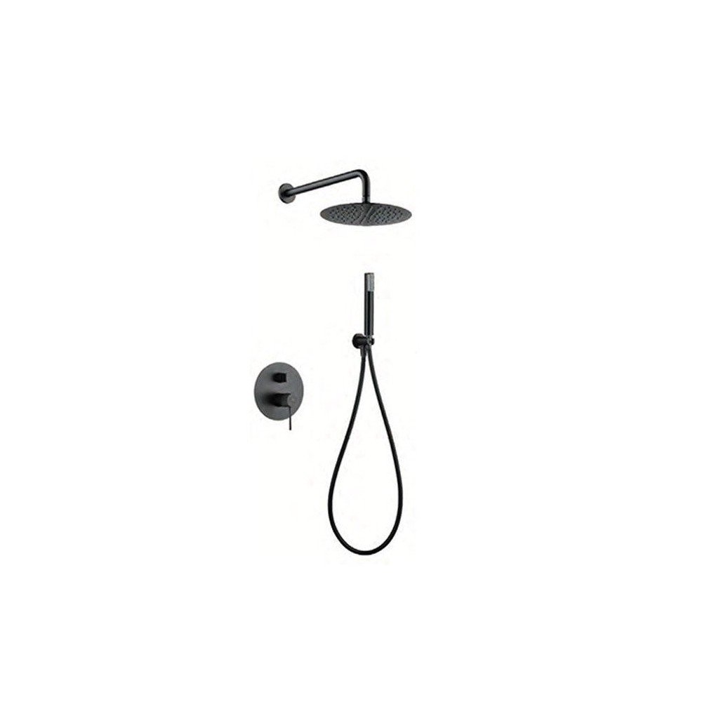 Ducha black gun metal empotrada pared line IMEX - GPD038/BGM