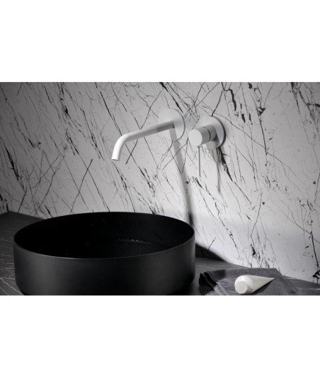 Grifo blanco mate empotrado de lavabo Etna IMEX | GLT023/BL