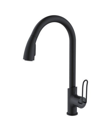 Grifo negro mate monomando de cocina Belice curved IMEX - GCRH041/NG