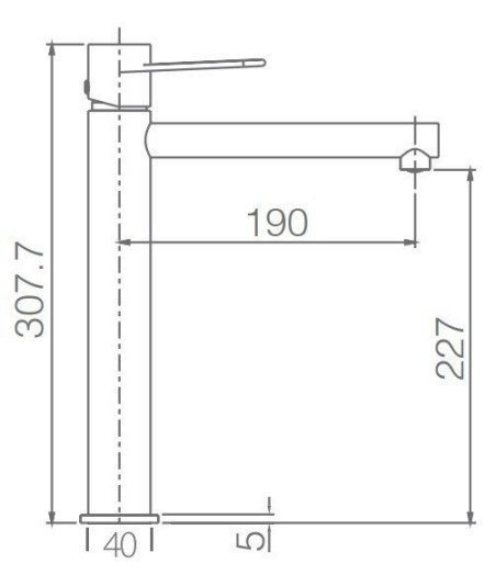 Grifo plata de lavabo caño alto Milos stick IMEX - BDYS045-3