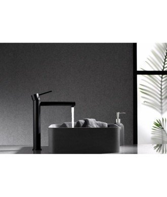 Grifo negro de lavabo en caño alto Milos IMEX - BDYS045-3NG