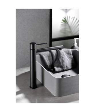 Grifo negro de lavabo en caño alto Milos IMEX - BDYS045-3NG