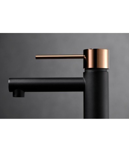 Grifo negro y oro rosa brillo de lavabo Milos IMEX | BDYS045-1NOR