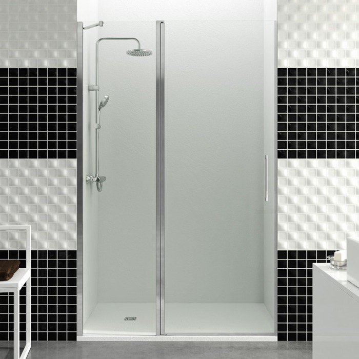 Mampara de ducha frontal 1 fijo más 1 puerta abatible