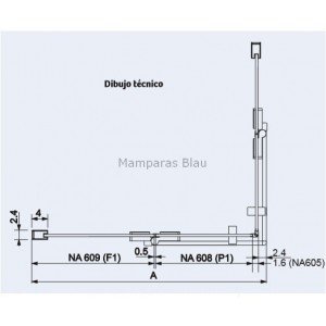 Mampara vértice 2 fijos y 2 puertas abatibles con bisagras