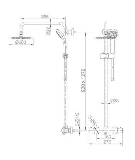 Columna  termostática - Acero inox S316 Moscu IMEX - BTK017/AC