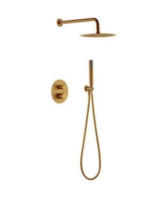 Ducha termostática oro cepillado empotrada pared line imex