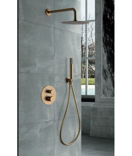 Ducha termostática oro cepillado empotrada pared line IMEX - GTD038/OC