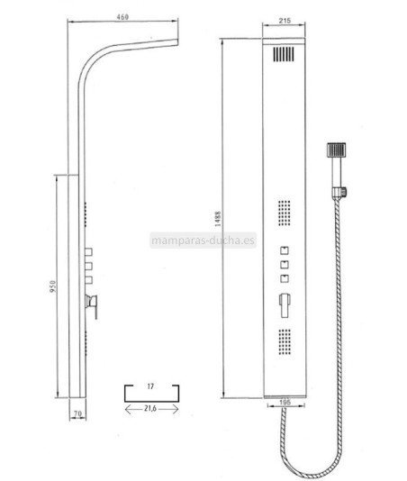 Columna de ducha inoxidable Gocta Blanca