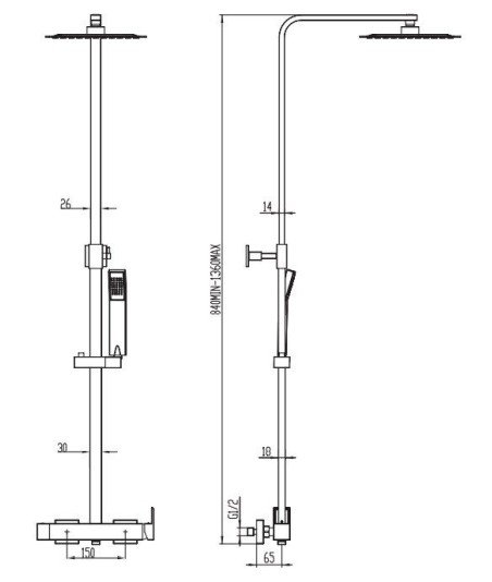 Columna de ducha negra inverter c IO - 3136 GME