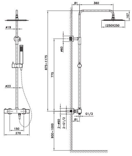 Columna termostática cromo quadra élite IO - Ref.3012 GME