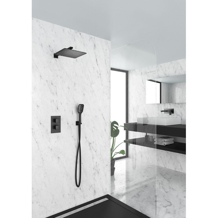 Ducha negra termostática empotrada pared orion IO GME