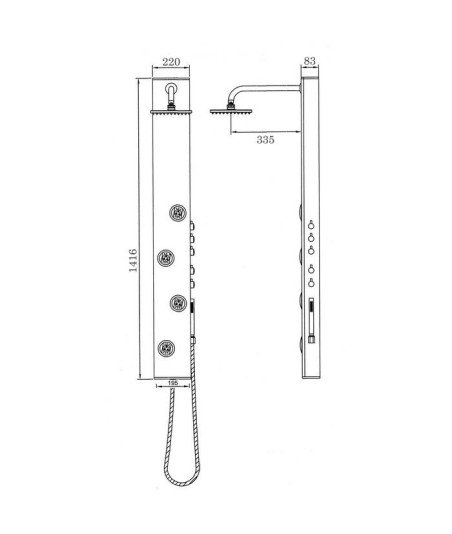 Columna de hidromasaje inoxidable sunderland IO - 0506