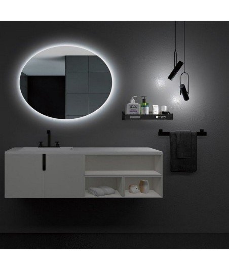 Espejo led negro de colgar redondo de led Kenia |Ledimex