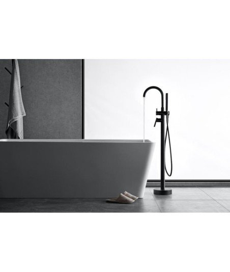 Grifo pie de bañera round IO externo negro mate