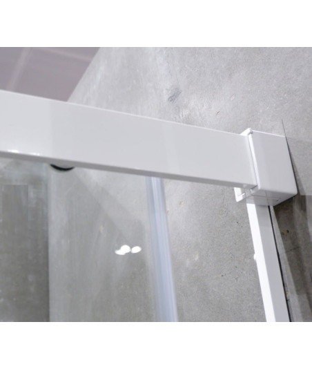 Mampara frontal fijo y corredera en blanco mate | Modelo Glasé GS102