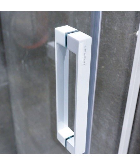 Mampara frontal fijo y corredera en blanco mate | Modelo Glasé GS102