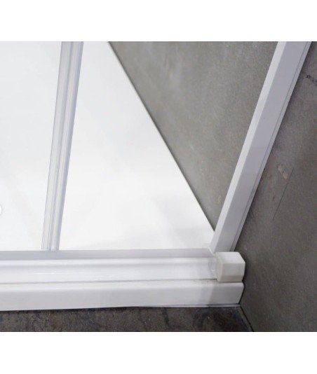Mampara frontal fijo y corredera en blanco mate | Modelo Glasé GS102