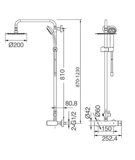 Columna de ducha Nassau IMEX plata BDU014