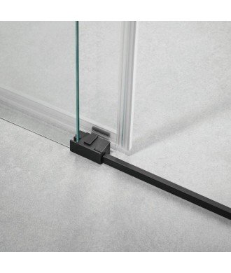 Mampara frontal corredera más lateral fijo Basic 【Perfil negro mate】
