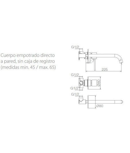 Grifo cromo empotrado de lavabo Milos stick IMEX 【 GLIS045 】
