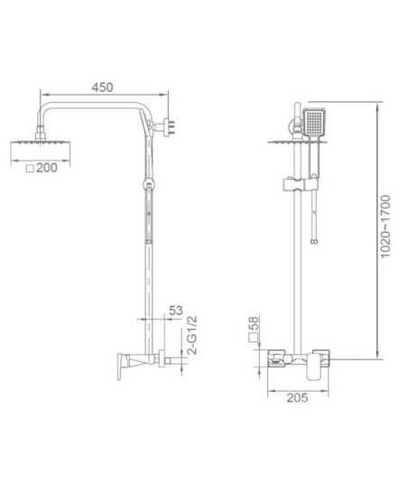 Columna de ducha / bañera plata Liverpool IMEX - BDL007-B