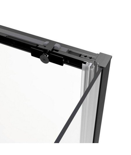 Mampara rectangular fijo y corredera + 1 lateral fijo ® Twenty Black