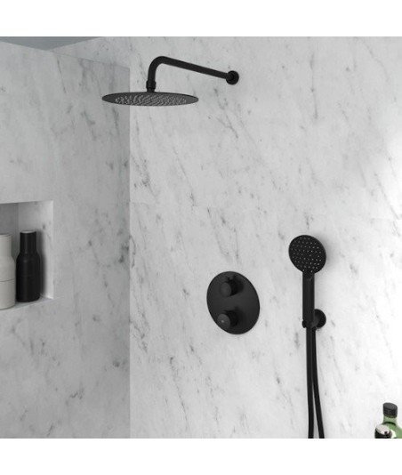 Ducha empotrada termostática negro mate -  modelo Round GME