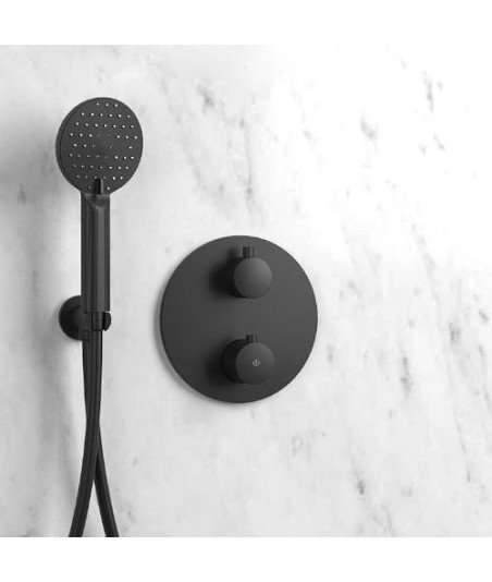 Ducha empotrada termostática negro mate -  modelo Round GME