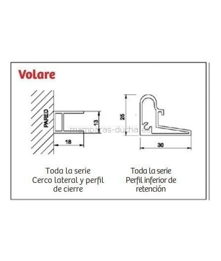 Mampara de ducha frontal corredera con lateral fijo Volare