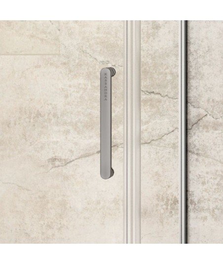 Mampara frontal fijo más corredera Acero Inox. Slim | Kassandra LM102