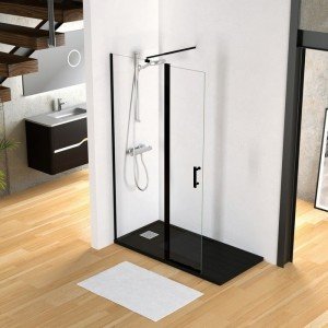 Mampara de ducha negra fijo...