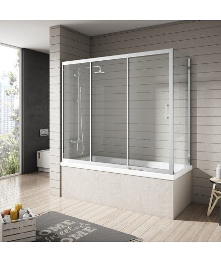 ▷ Mampara de bañera 1 fijo y 2 correderas + lateral fijo ▷ Nantes