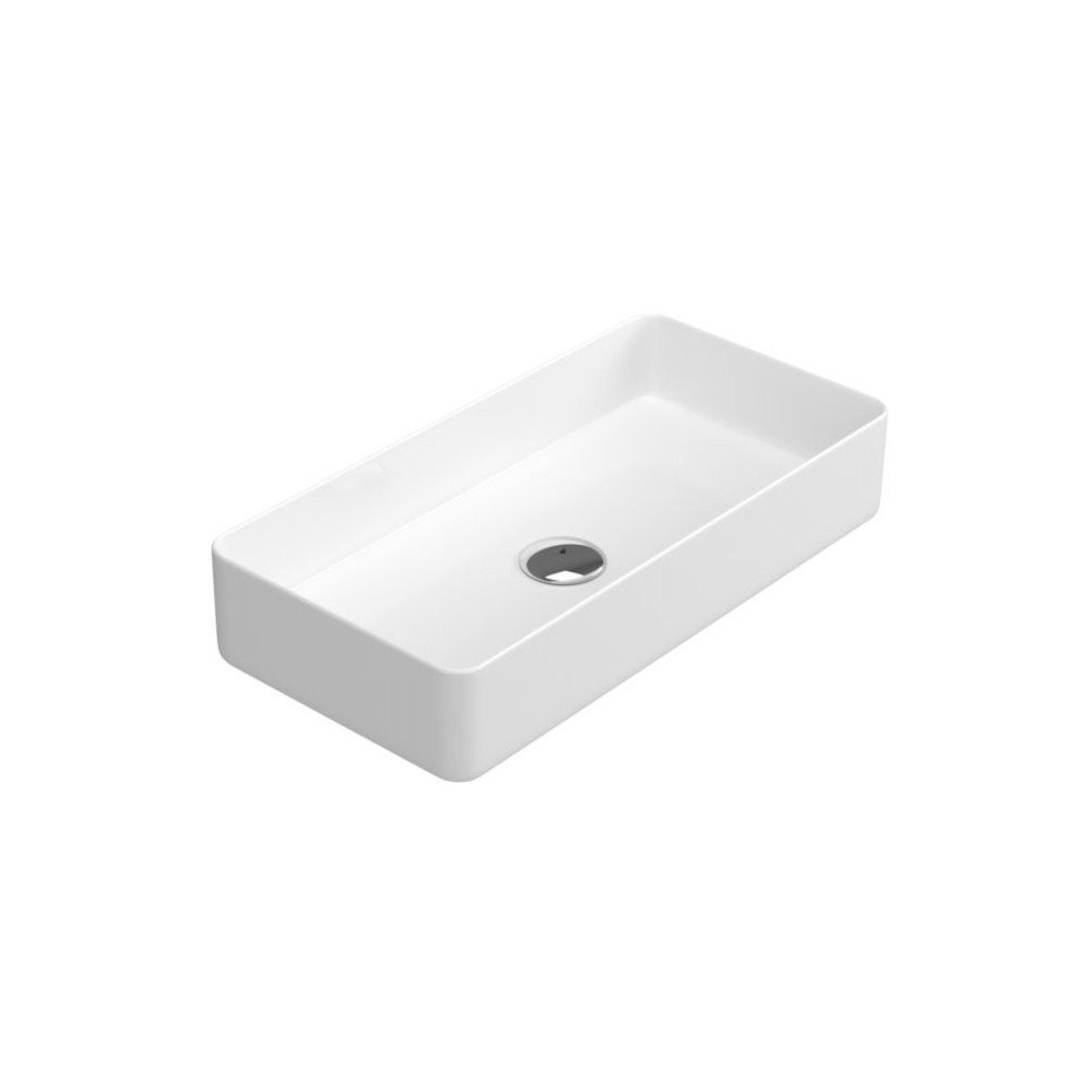 Lavabo cerámico rectangular | de 61 x 34 sobre encimera