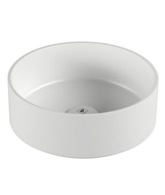 Lavabo de resina redondo | de 37 de diámetro blanco mate