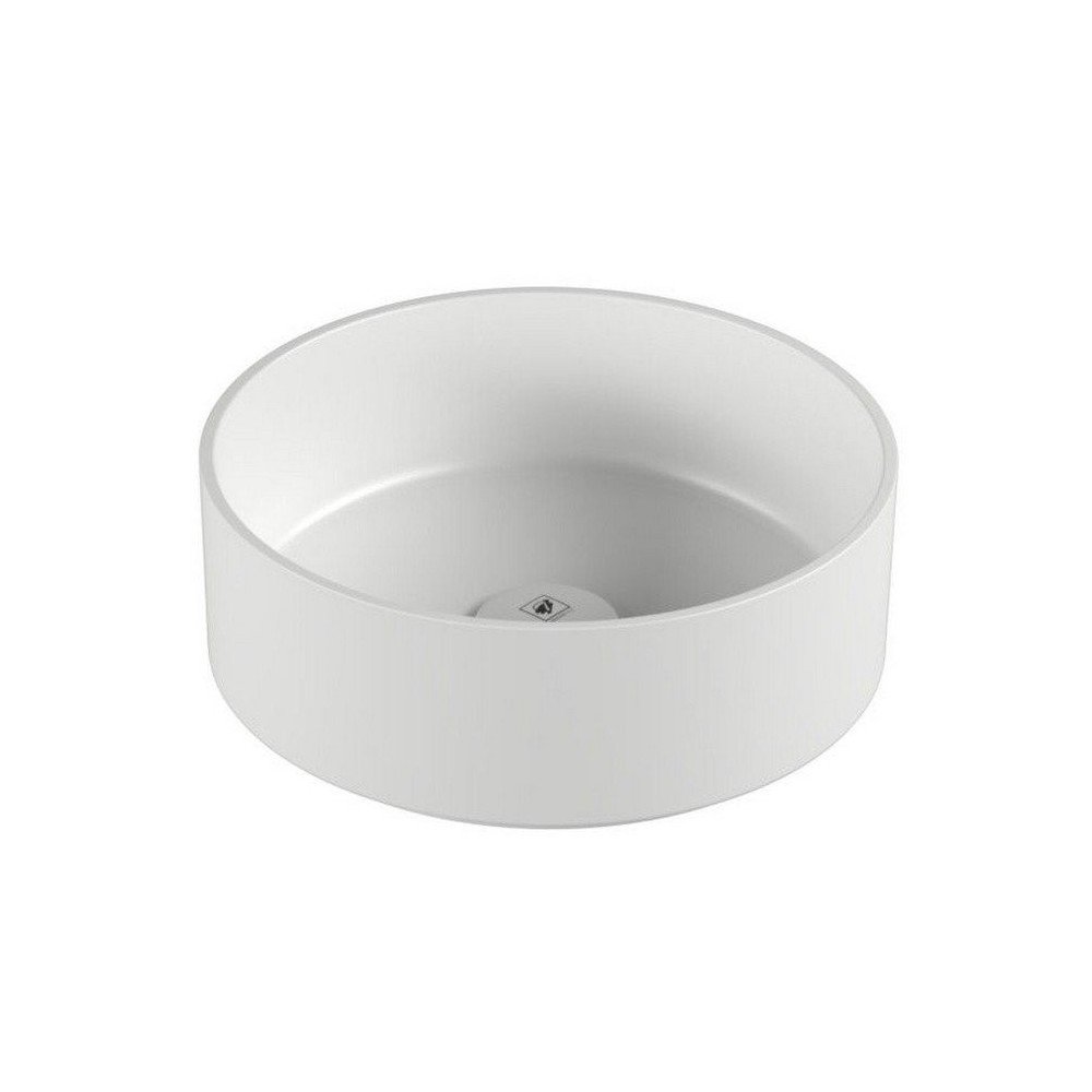 Lavabo de resina redondo | de 37 de diámetro blanco mate