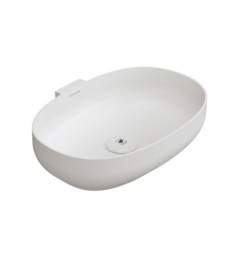 Lavabo de resina ovalado | de 48 x 34 cm blanco mate